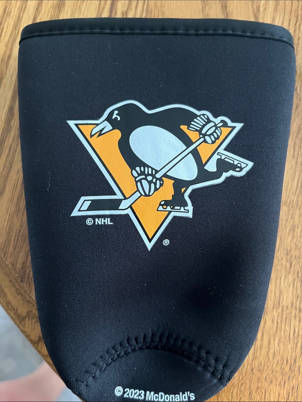 McDonald's Black and Yellow Pittsburgh Penguins NHL Logo Beer Glass Koozie